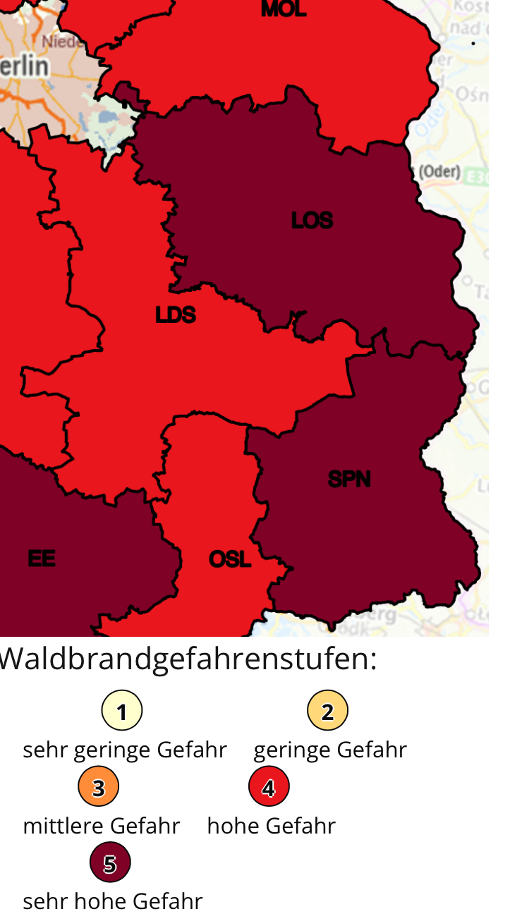 Waldbrandwarnstufe 5 im LOS
