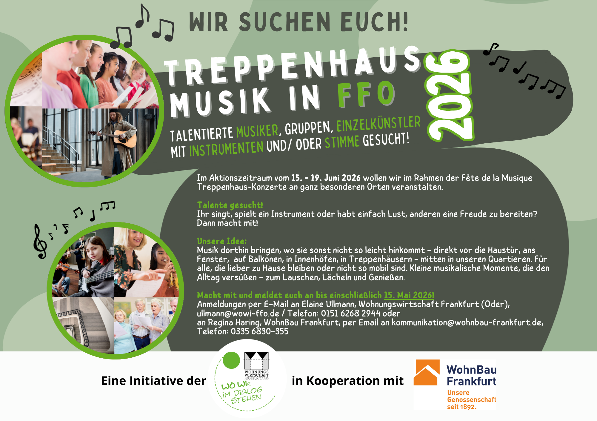 „Treppenhausmusik“ geht in die zweite Runde – WOWI und WohnBau Frankfurt suchen Mitwirkende