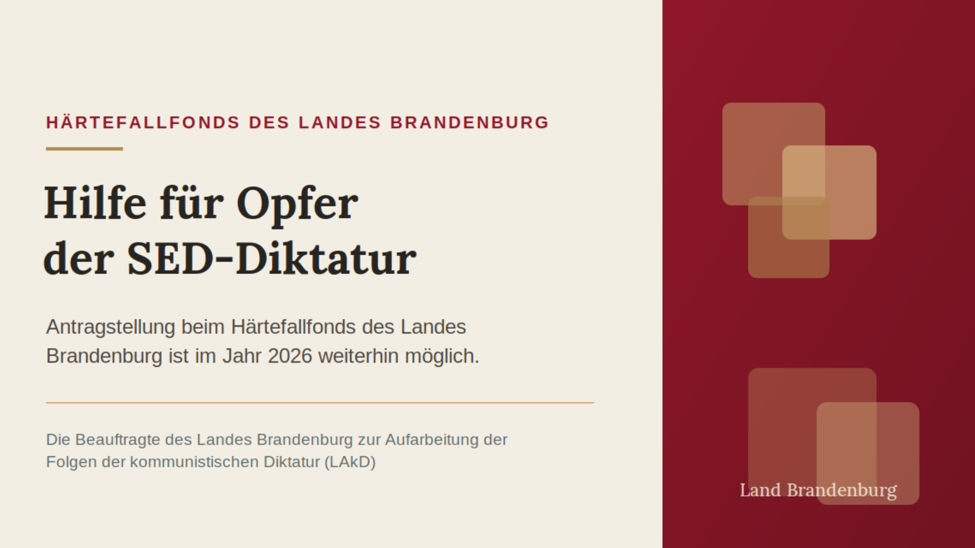 Härtefallfonds des Landes Brandenburg für politisch Verfolgte