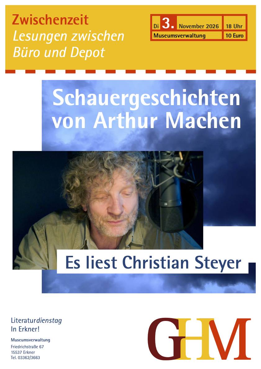 Flyer zur Lesung mit Christian Steyer: Schauergeschichten von Arthur Machen